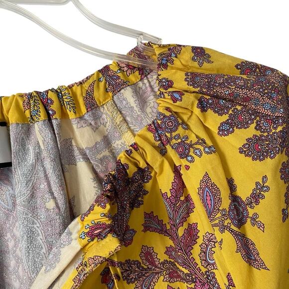 J. Crew Collection Tie Neck Cotton Poplin Yellow Ratti Blouse size XXS - Picture 5 of 8